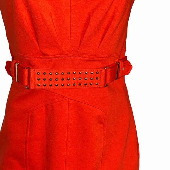 Jennifer Lopez Red Orange Sleeveless Bodycon Dress - Picture 6 of 14